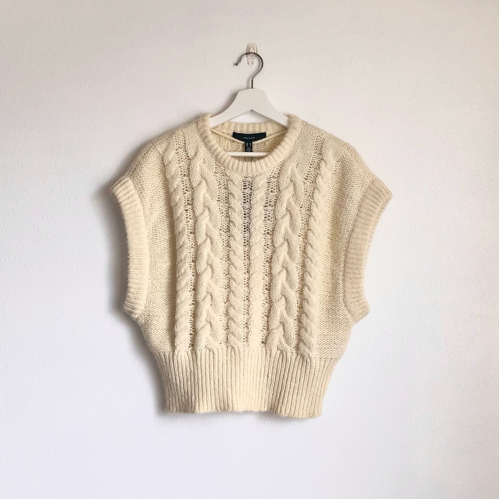 NWT Vero Moda Melanie Cream / Off White Neutral Cable Knit Sweater Vest Size XL